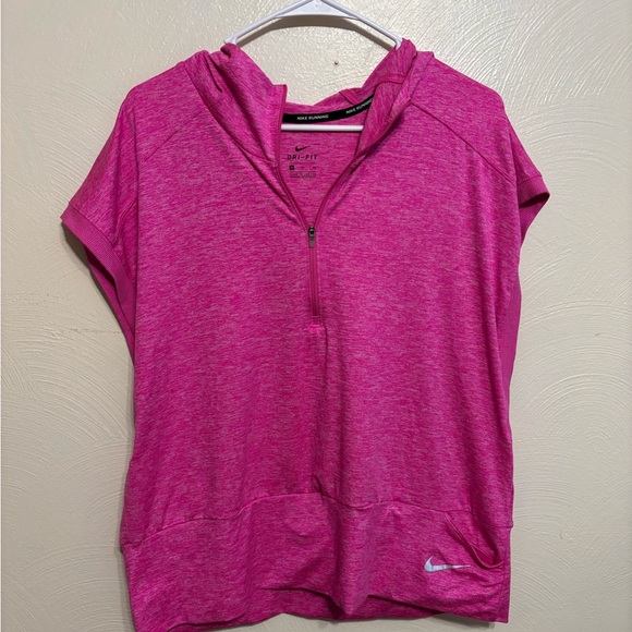 Nike Women's Pink Short Sleeve Hoodie - Picture 1 of 8
